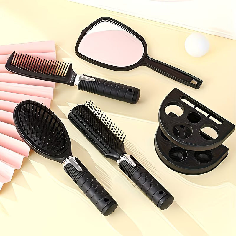Amber Sky™ Professional Hairbrush & Comb Set with Stand