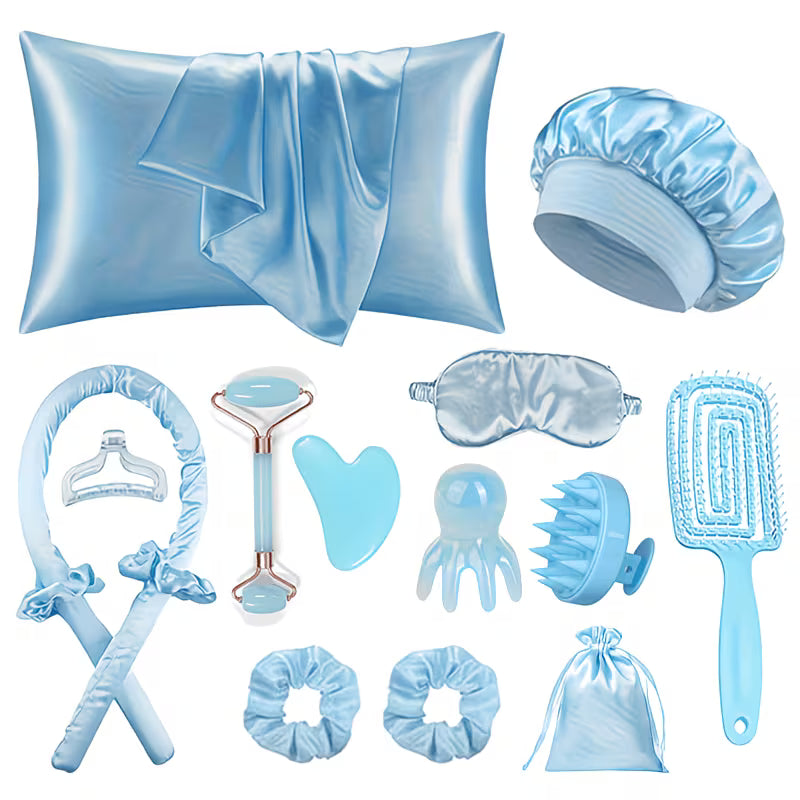 Amber Sky™ Luxury Satin Hair Accessory Set – Scrunchies, Claw Clip & Headbands