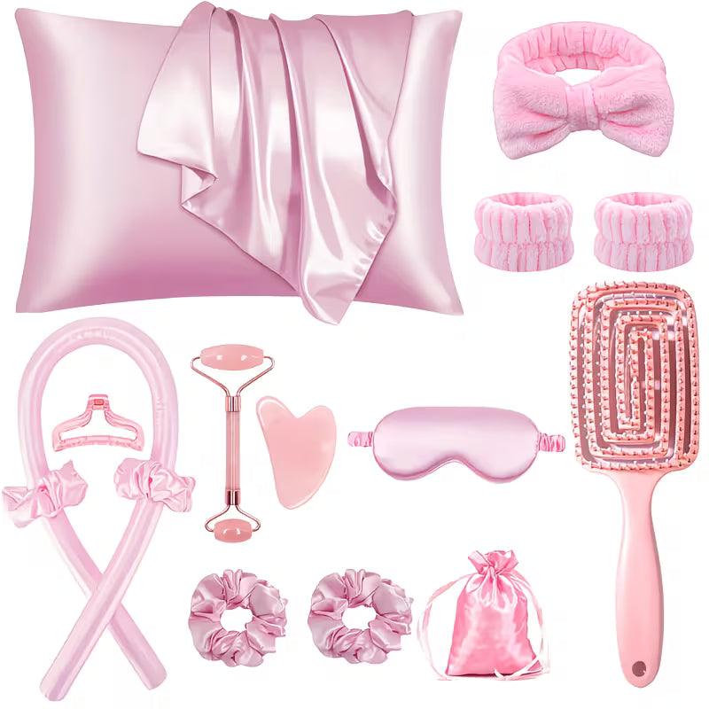 Amber Sky™ Luxury Satin Hair Accessory Set – Scrunchies, Claw Clip & Headbands