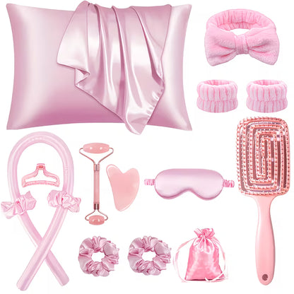 Amber Sky™ Luxury Satin Hair Accessory Set – Scrunchies, Claw Clip & Headbands