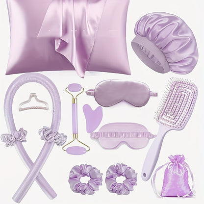 Amber Sky™ Luxury Satin Hair Accessory Set – Scrunchies, Claw Clip & Headbands