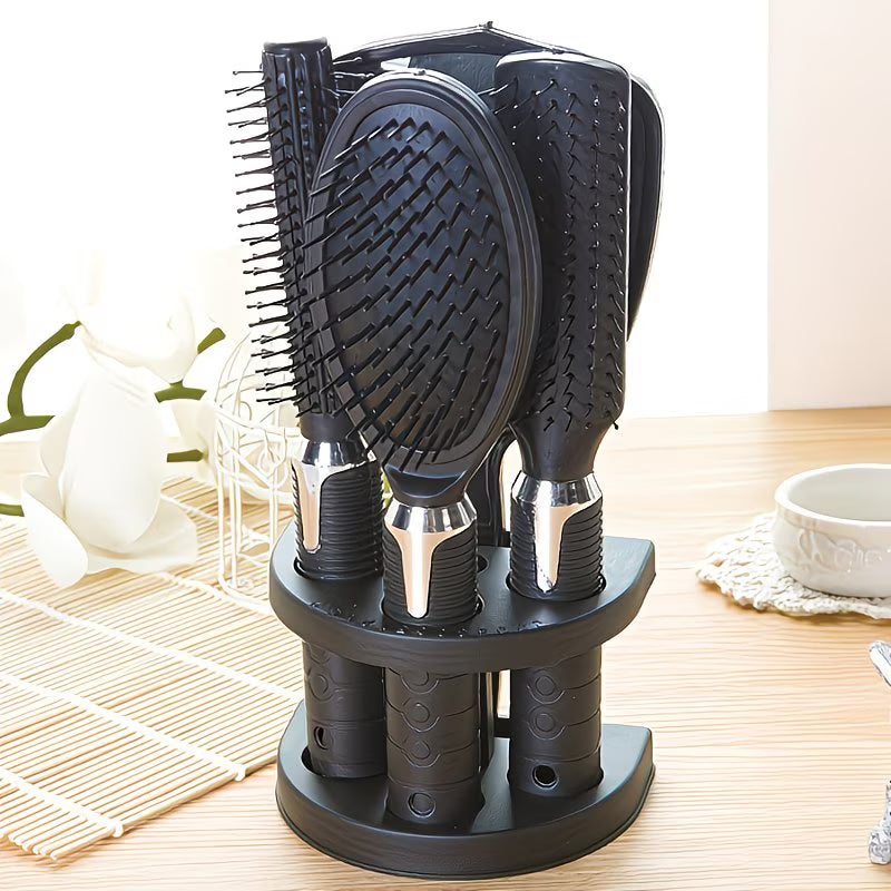 Amber Sky™ Professional Hairbrush & Comb Set with Stand