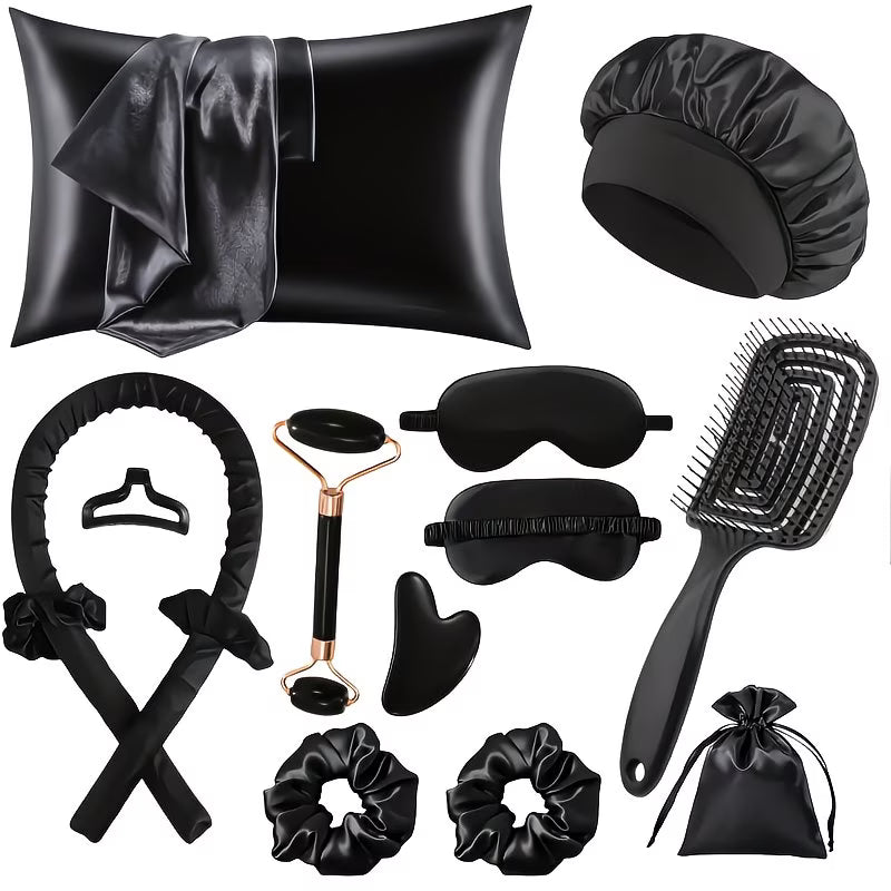 Amber Sky™ Luxury Satin Hair Accessory Set – Scrunchies, Claw Clip & Headbands